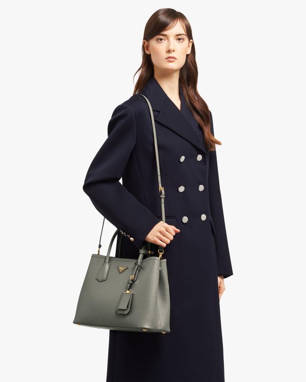 Slate/black Medium Saffiano Leather Double Prada Bag - Image 2