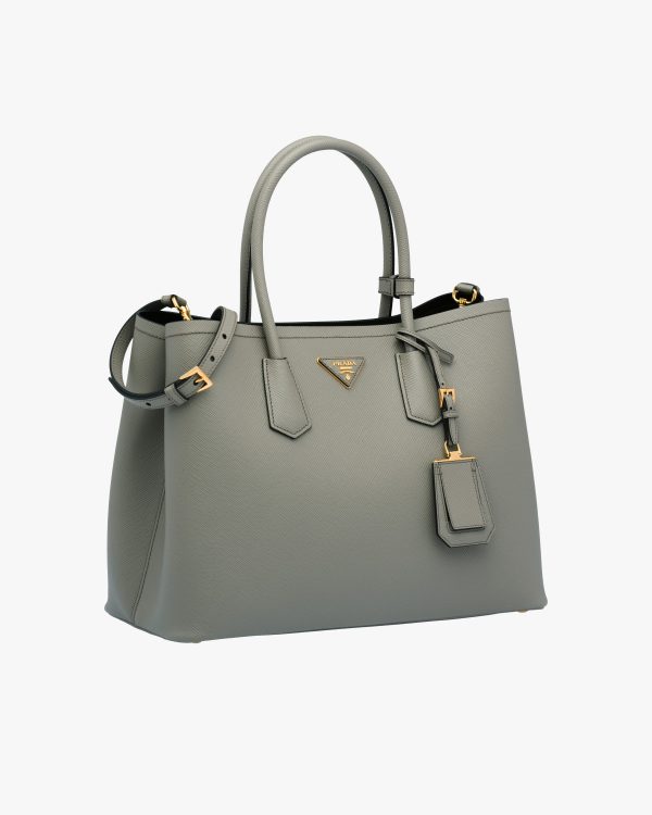 Slate/black Medium Saffiano Leather Double Prada Bag - Image 3