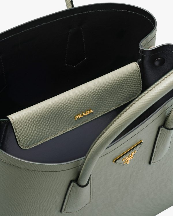 Slate/black Medium Saffiano Leather Double Prada Bag - Image 5