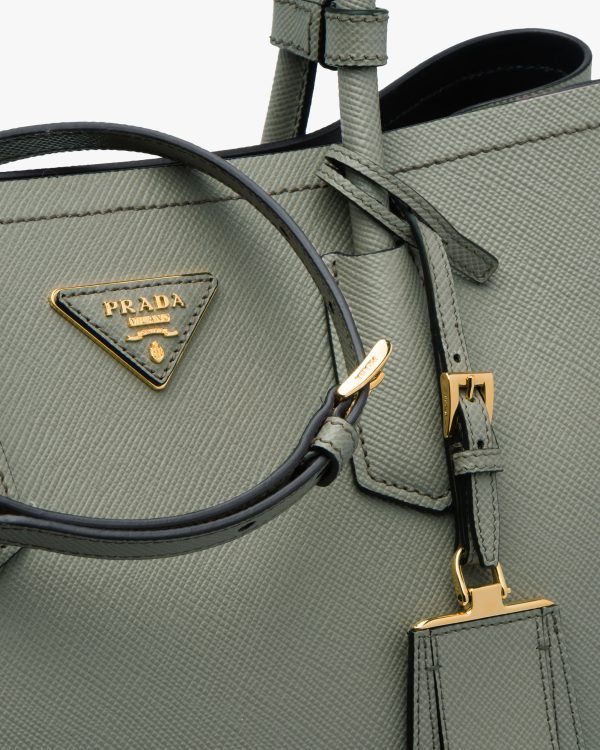Slate/black Medium Saffiano Leather Double Prada Bag - Image 6