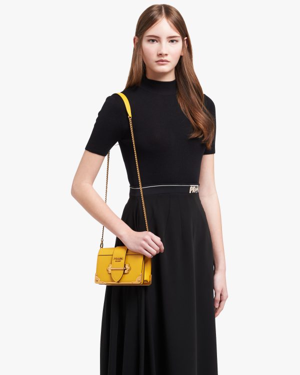 Sunny Yellow Leather Prada Cahier Bag - Image 2