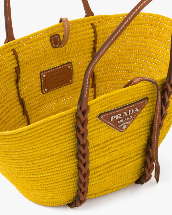 Sunny Yellow/cognac Straw and Leather Tote - Image 5