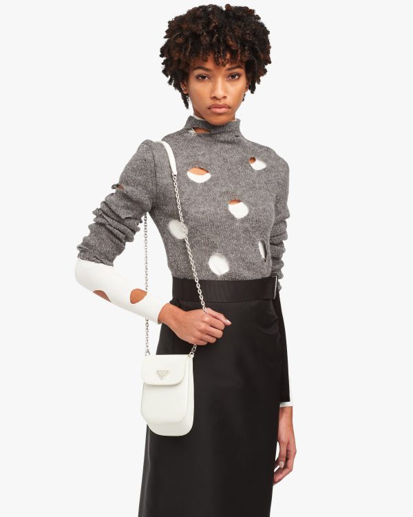 White Brushed leather mini-bag - Image 2