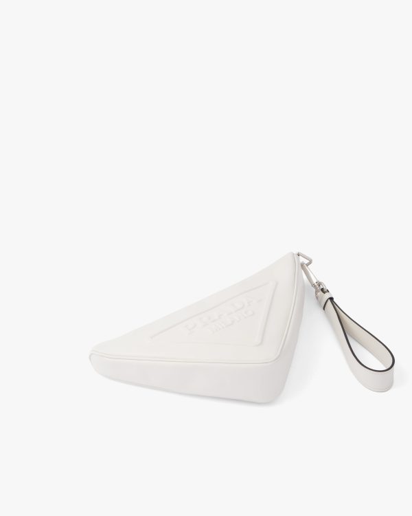 White Leather Prada Triangle pouch - Image 3