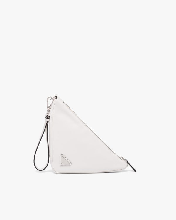 White Leather Prada Triangle pouch - Image 4