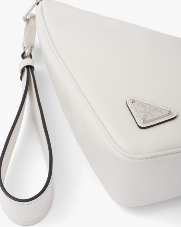 White Leather Prada Triangle pouch - Image 6