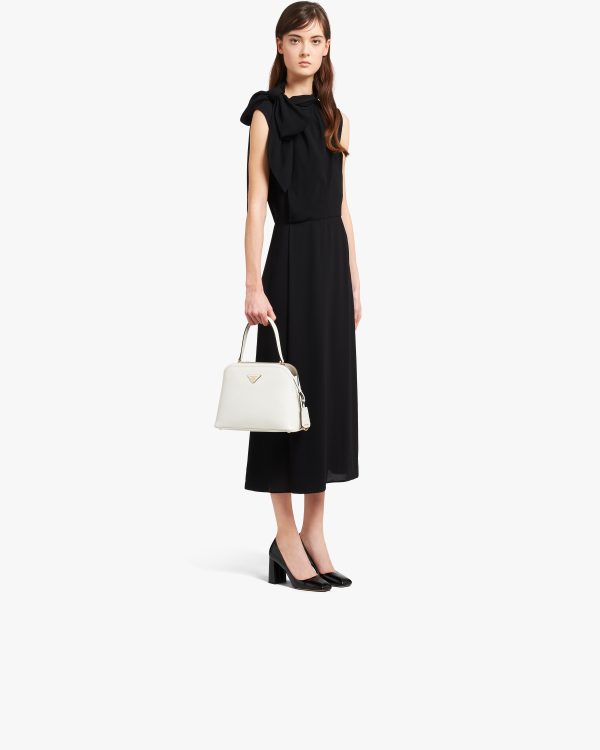 White Medium Saffiano Leather Prada Matinee Bag - Image 7