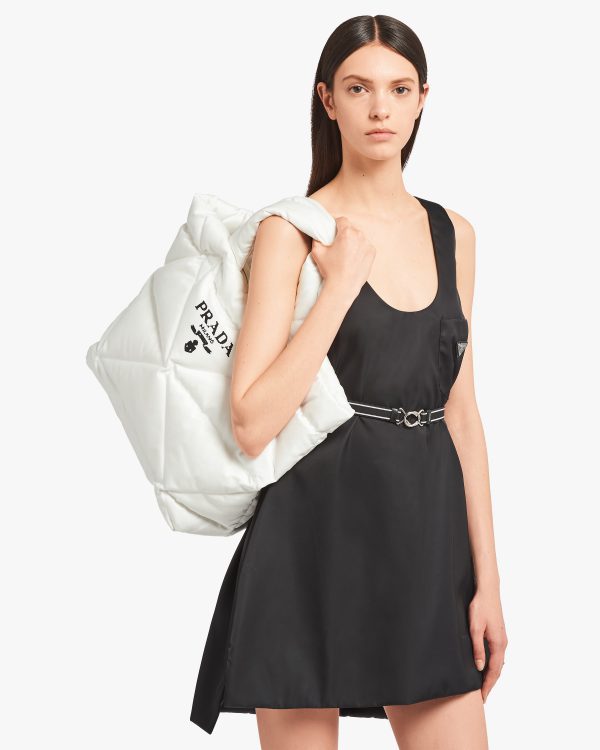 White Padded Re-Nylon tote bag - Image 2