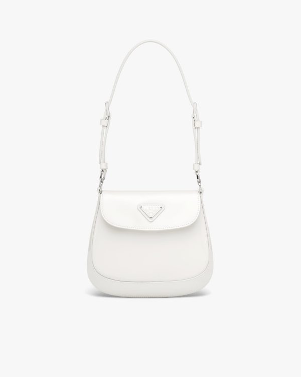 White Prada Cleo brushed leather mini bag