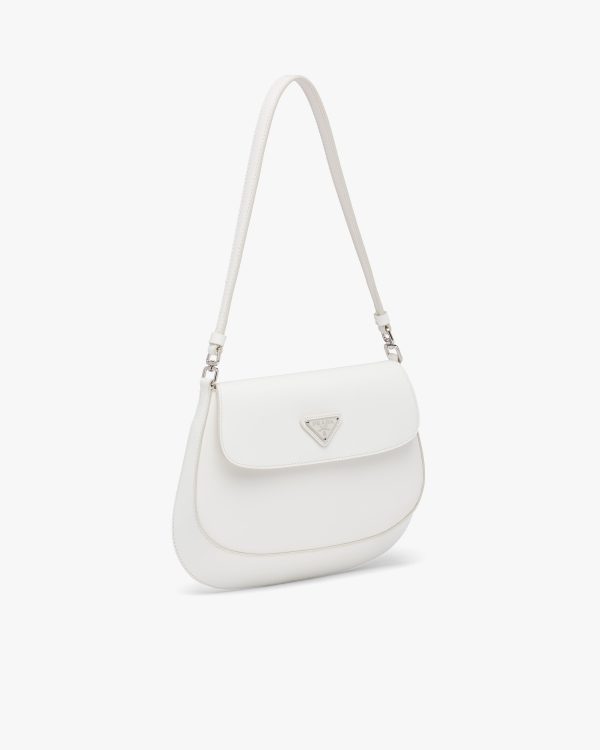 White Prada Cleo brushed leather shoulder bag with flap - Image 3