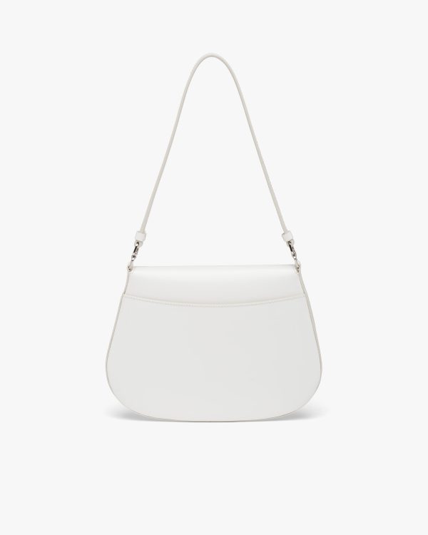 White Prada Cleo brushed leather shoulder bag with flap - Image 4