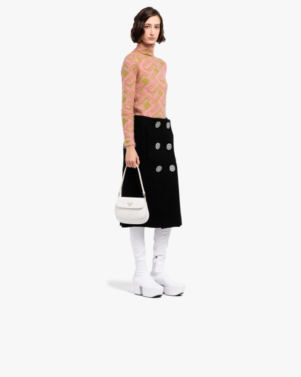 White Prada Cleo brushed leather shoulder bag with flap - Image 7