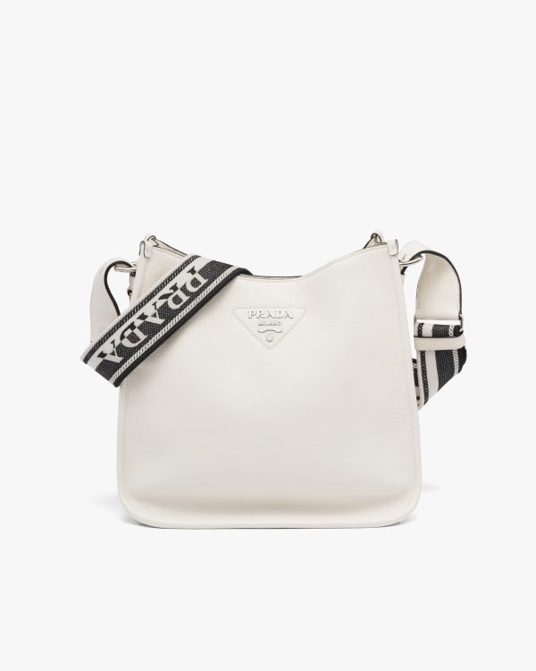 White Prada Flou leather hobo bag