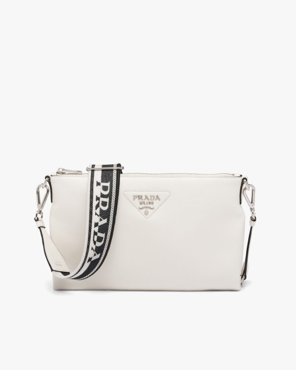 White Prada Flou leather shoulder bag