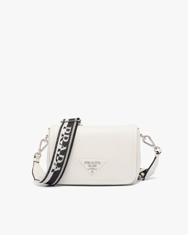 White Prada Flou leather shoulder bag