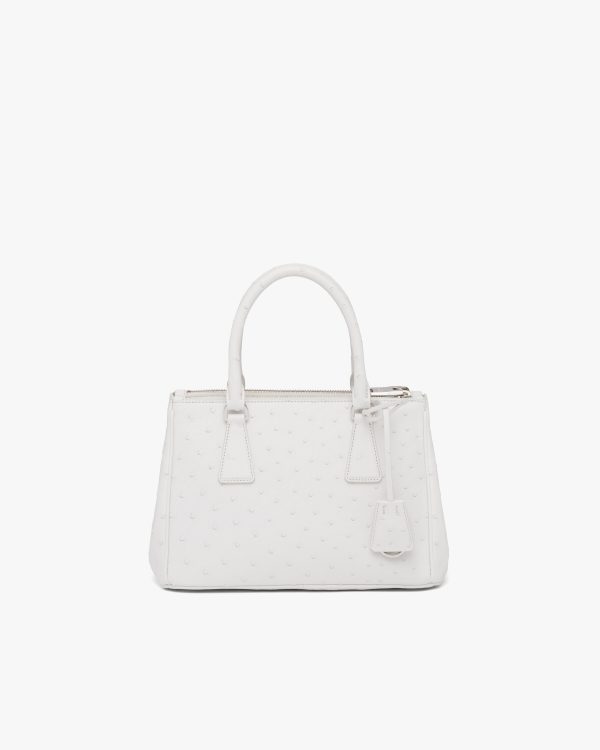 White Prada Galleria ostrich leather small bag - Image 4