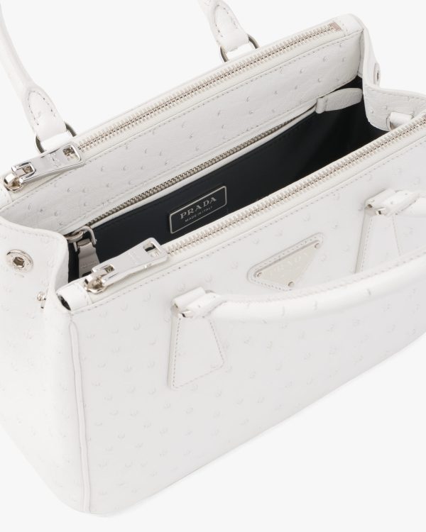 White Prada Galleria ostrich leather small bag - Image 5