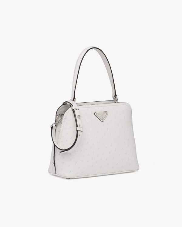 White Prada Matinee ostrich leather bag - Image 3