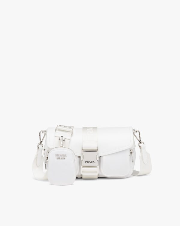 White Prada Pocket nylon and brushed leather bag