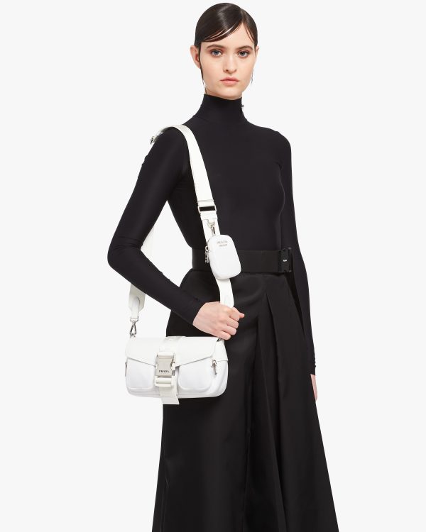 White Prada Pocket nylon and brushed leather bag - Image 2