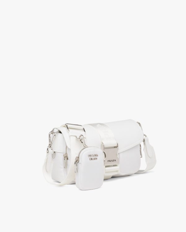 White Prada Pocket nylon and brushed leather bag - Image 3