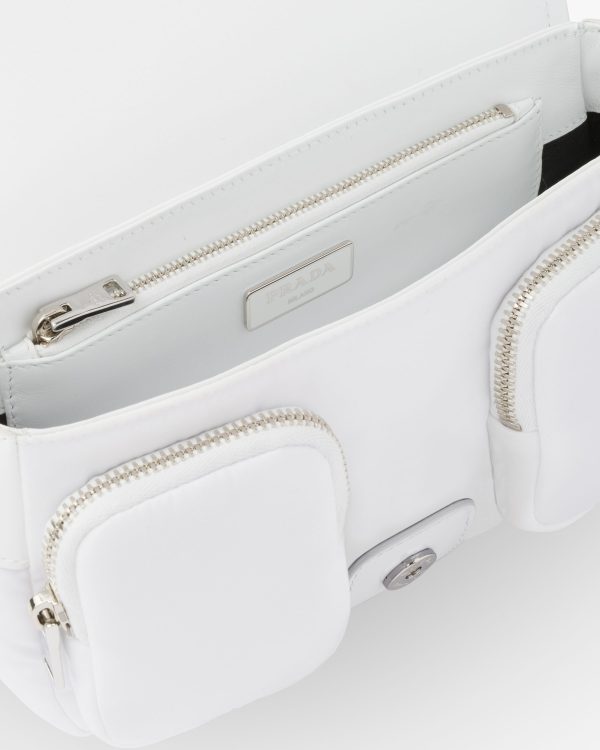 White Prada Pocket nylon and brushed leather bag - Image 5