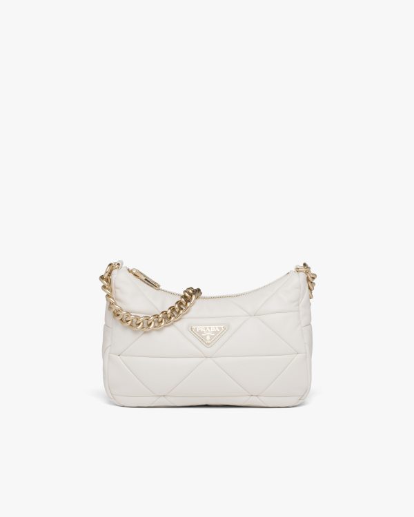 White Prada System nappa leather patchwork shoulder bag