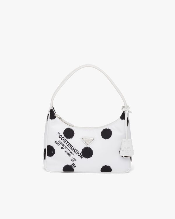 White Printed Re-Nylon Re-Edition 2000 mini-bag