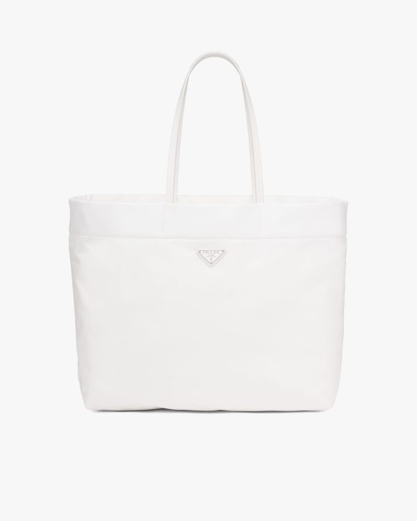 White Re-Nylon and Saffiano leather tote bag