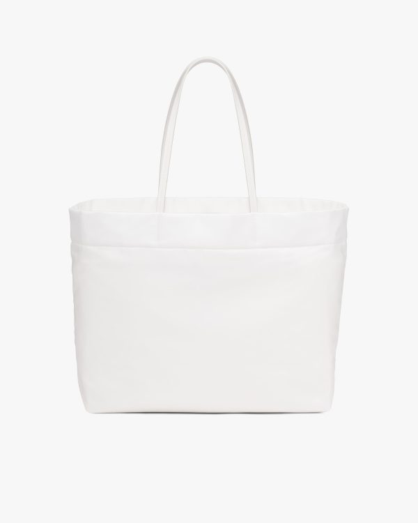 White Re-Nylon and Saffiano leather tote bag - Image 4