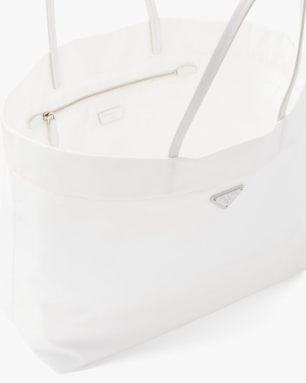 White Re-Nylon and Saffiano leather tote bag - Image 5