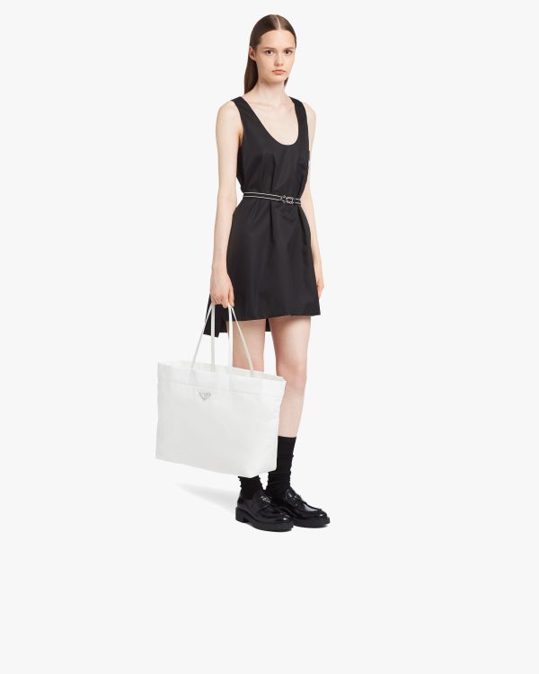 White Re-Nylon and Saffiano leather tote bag - Image 7
