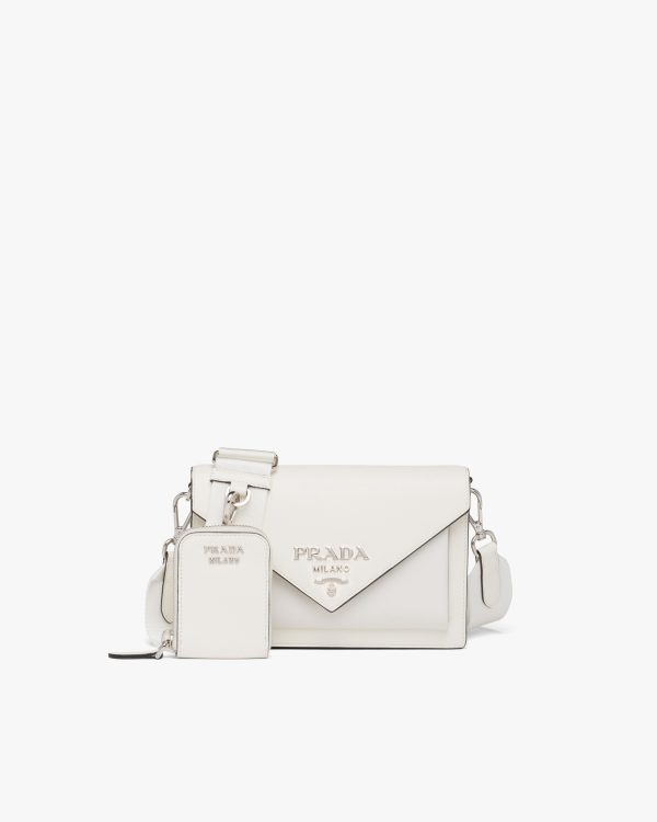 White Saffiano leather mini envelope bag