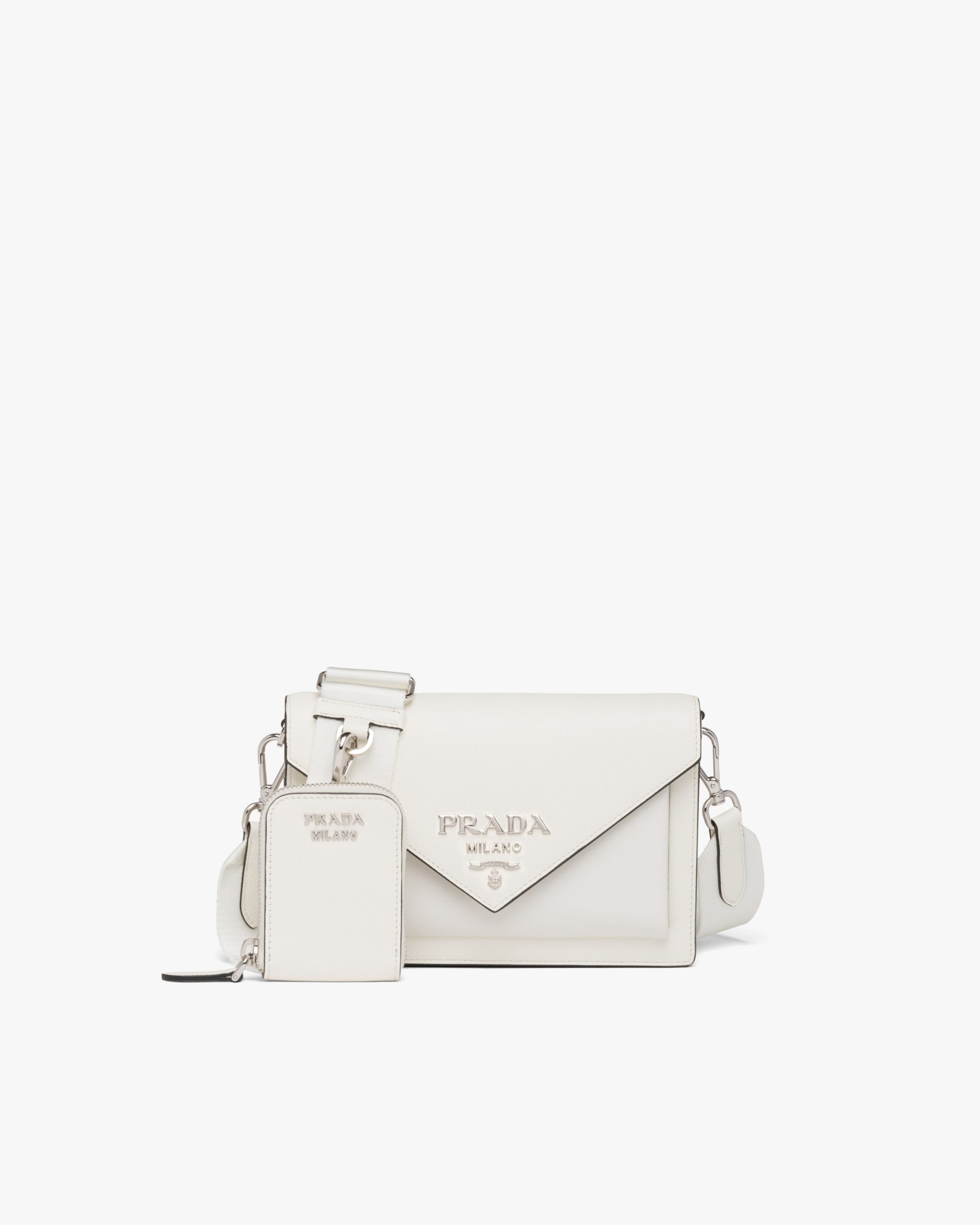 prada saffiano leather mini bag white
