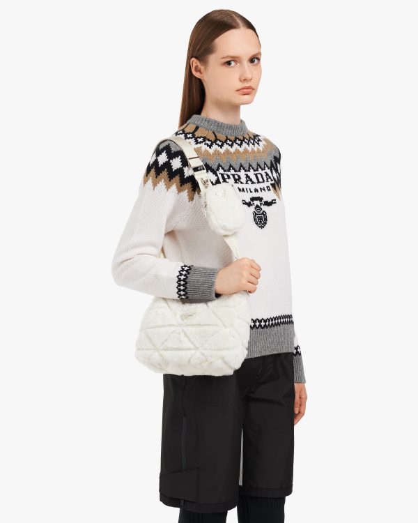 White Shearling shoulder bag - Image 2