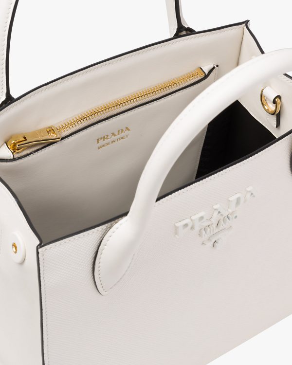 White Small Saffiano Leather Prada Monochrome Bag - Image 5