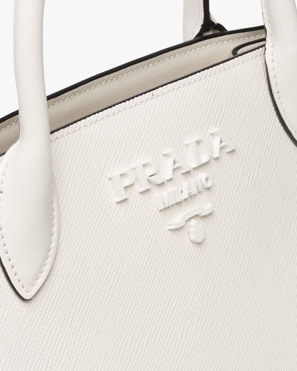 White Small Saffiano Leather Prada Monochrome Bag - Image 6