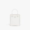 White Small brushed leather tote