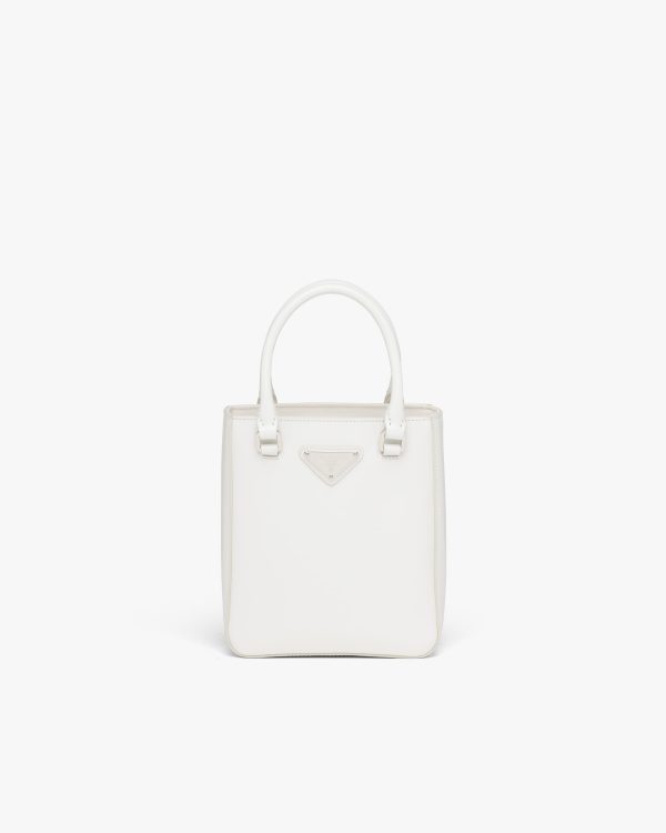 White Small brushed leather tote