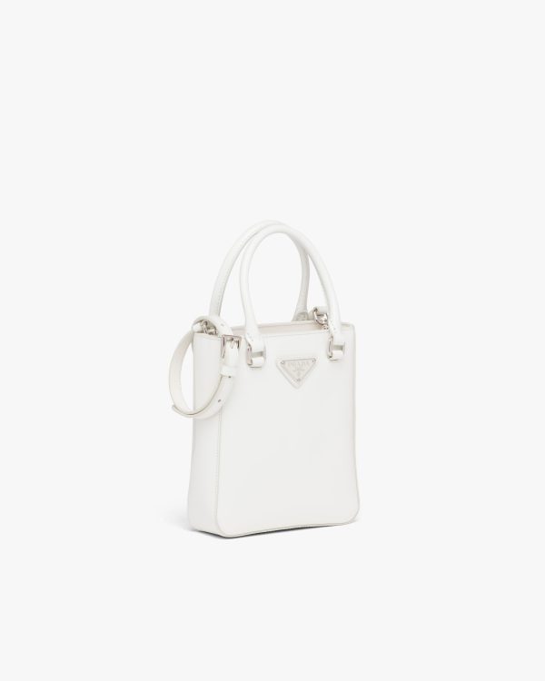 White Small brushed leather tote - Image 3