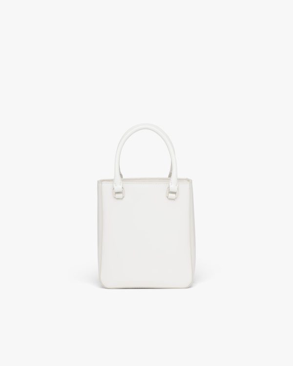 White Small brushed leather tote - Image 4