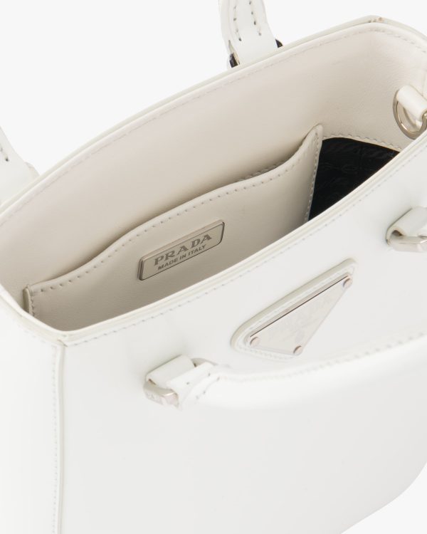 White Small brushed leather tote - Image 5