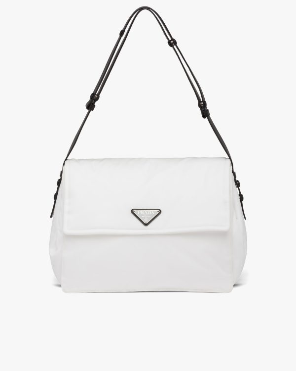 White/black Large padded Re-Nylon shoulder bag