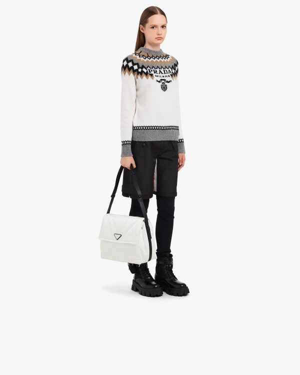 White/black Large padded Re-Nylon shoulder bag - Image 7
