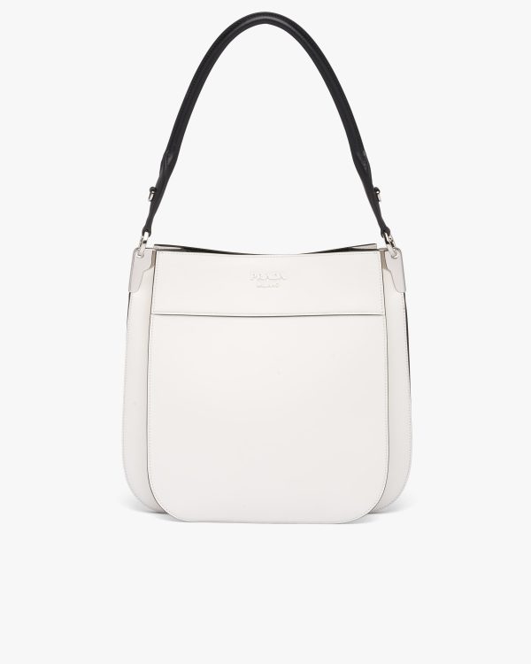 White/black Medium Leather Prada Margit Bag