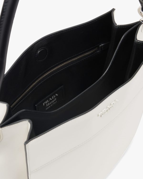 White/black Medium Leather Prada Margit Bag - Image 5