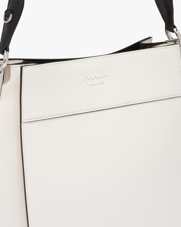 White/black Medium Leather Prada Margit Bag - Image 6