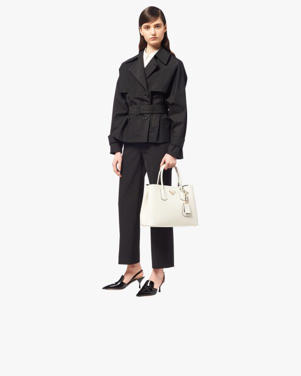 White/black Medium Saffiano Leather Double Prada Bag - Image 2