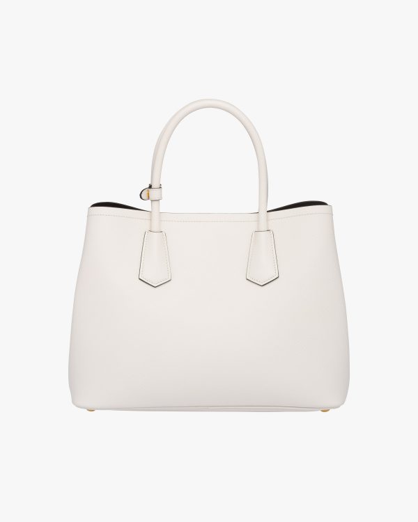 White/black Medium Saffiano Leather Double Prada Bag - Image 4