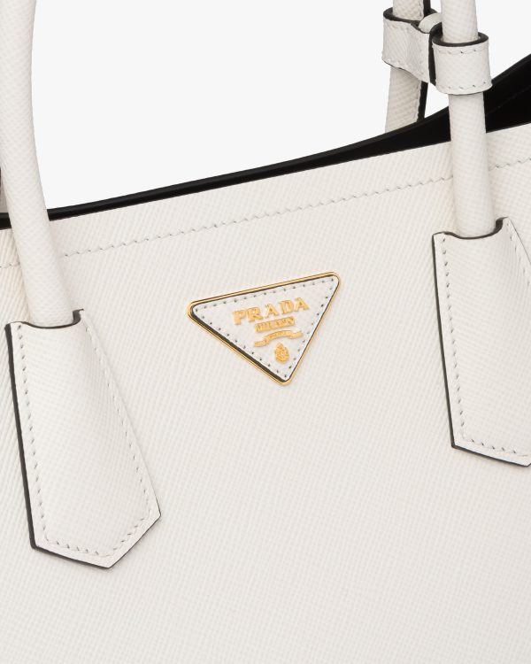 White/black Medium Saffiano Leather Double Prada Bag - Image 6